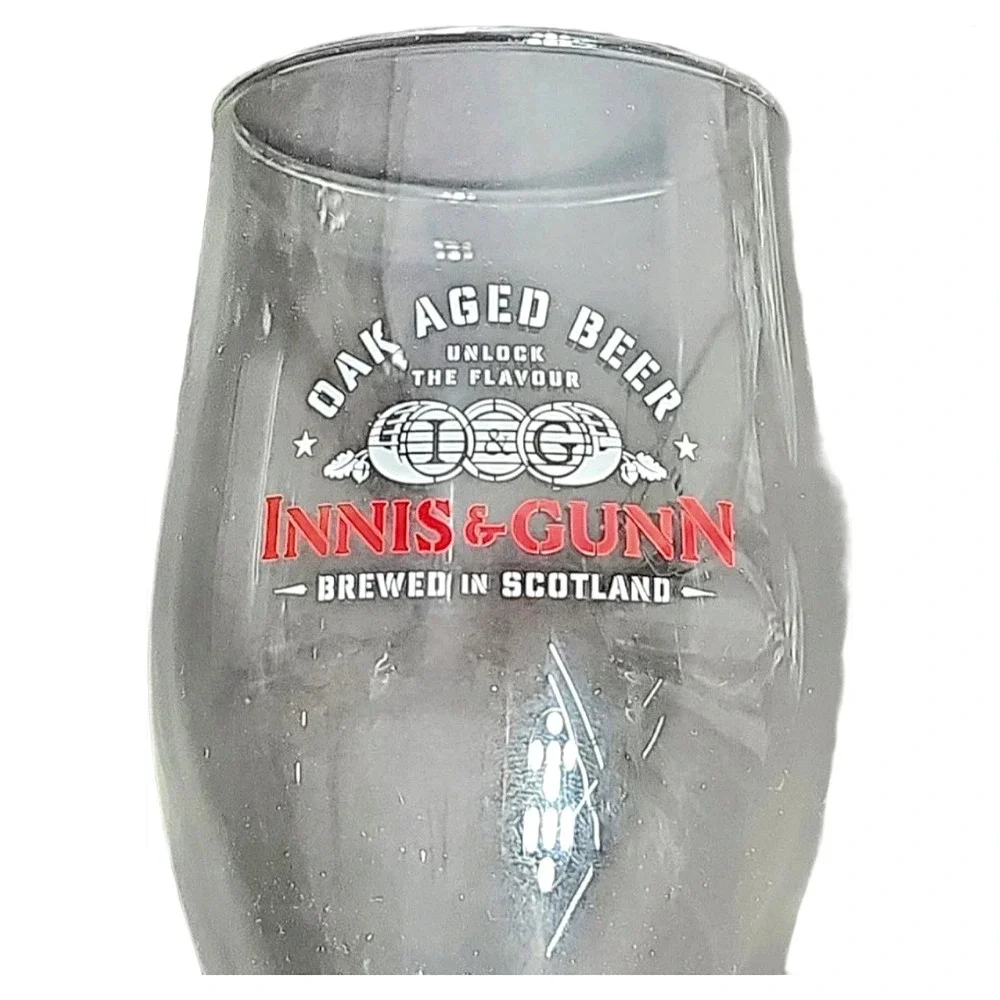 Innis & Gunn Oak Aged Beer Tulip Glass Stemmed Brewed Scotland Logo Barware